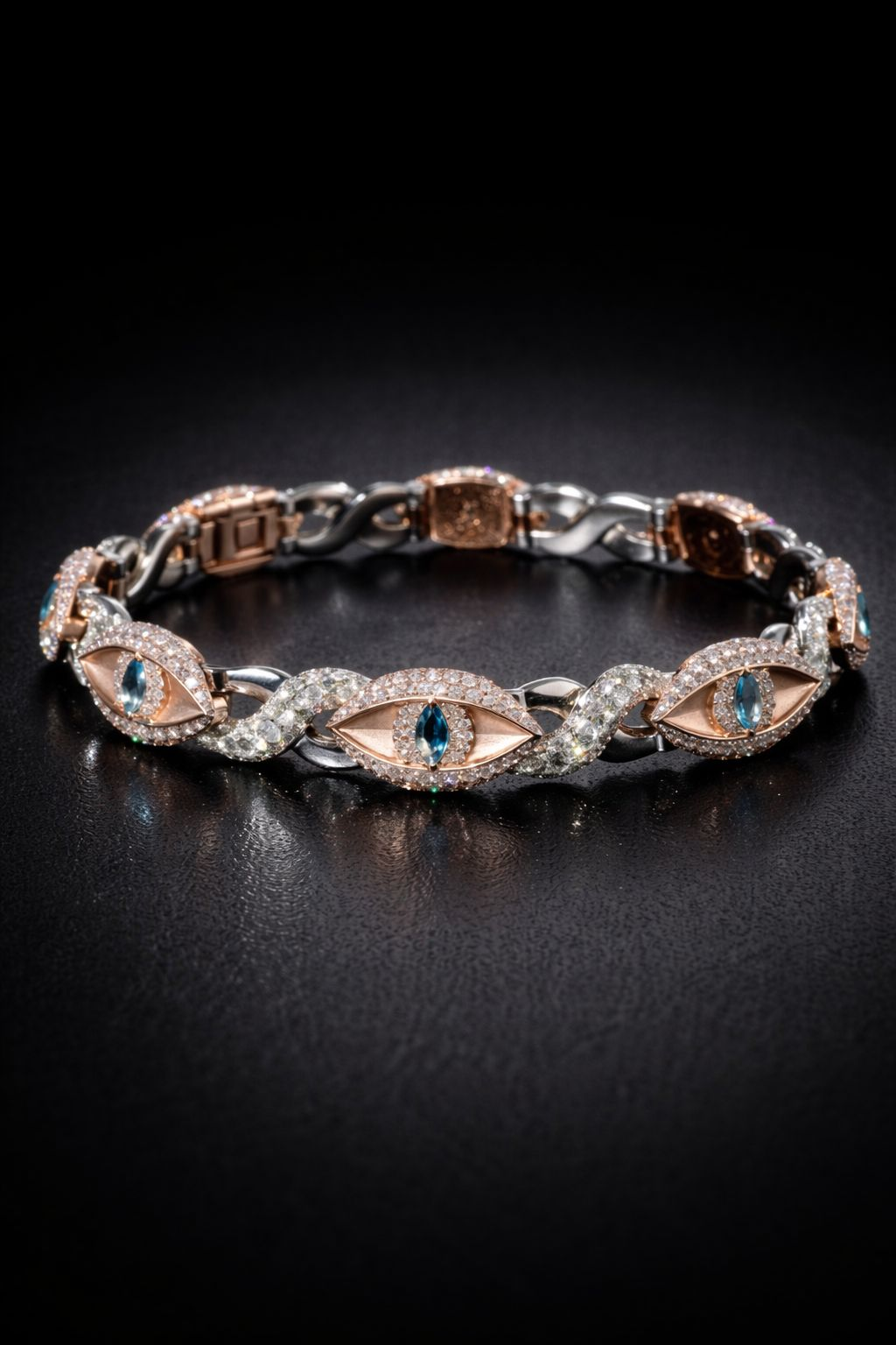 Evil Eye Diamond Link Bracelet