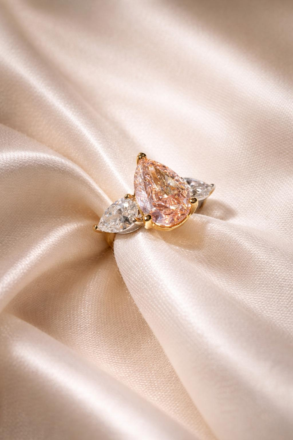 Custom Fancy Vivid Pink Trilogy Ring