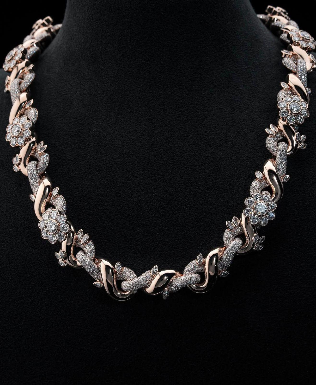Custom Floral Link Diamond Necklace